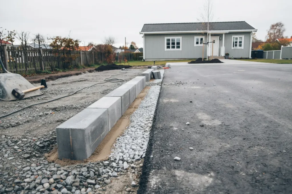 betongkantsten runt uppfarten r tt h jd s ttning och montering f r ett h llbart resultat