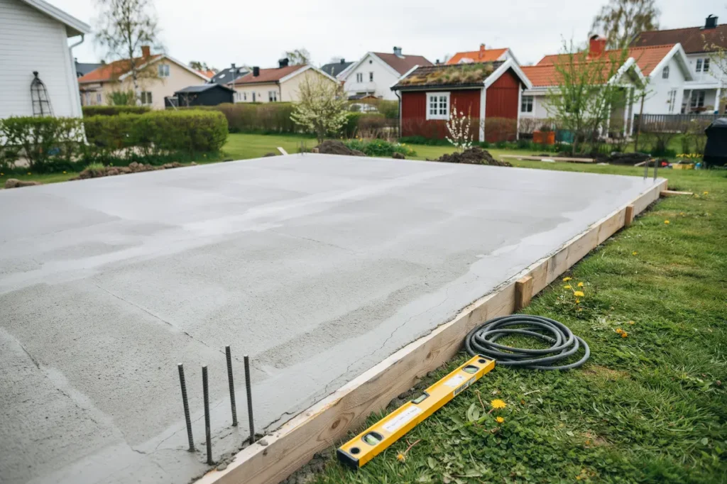 gjutning av fundament och betongyta f r f rr d i bergsj n