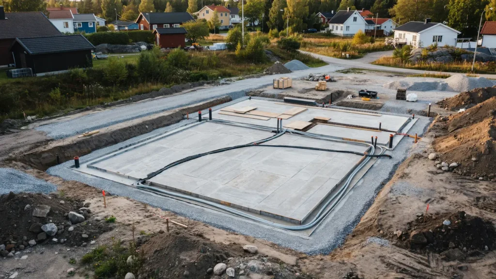 p lning och platta p mark med ledningar i bredbyn